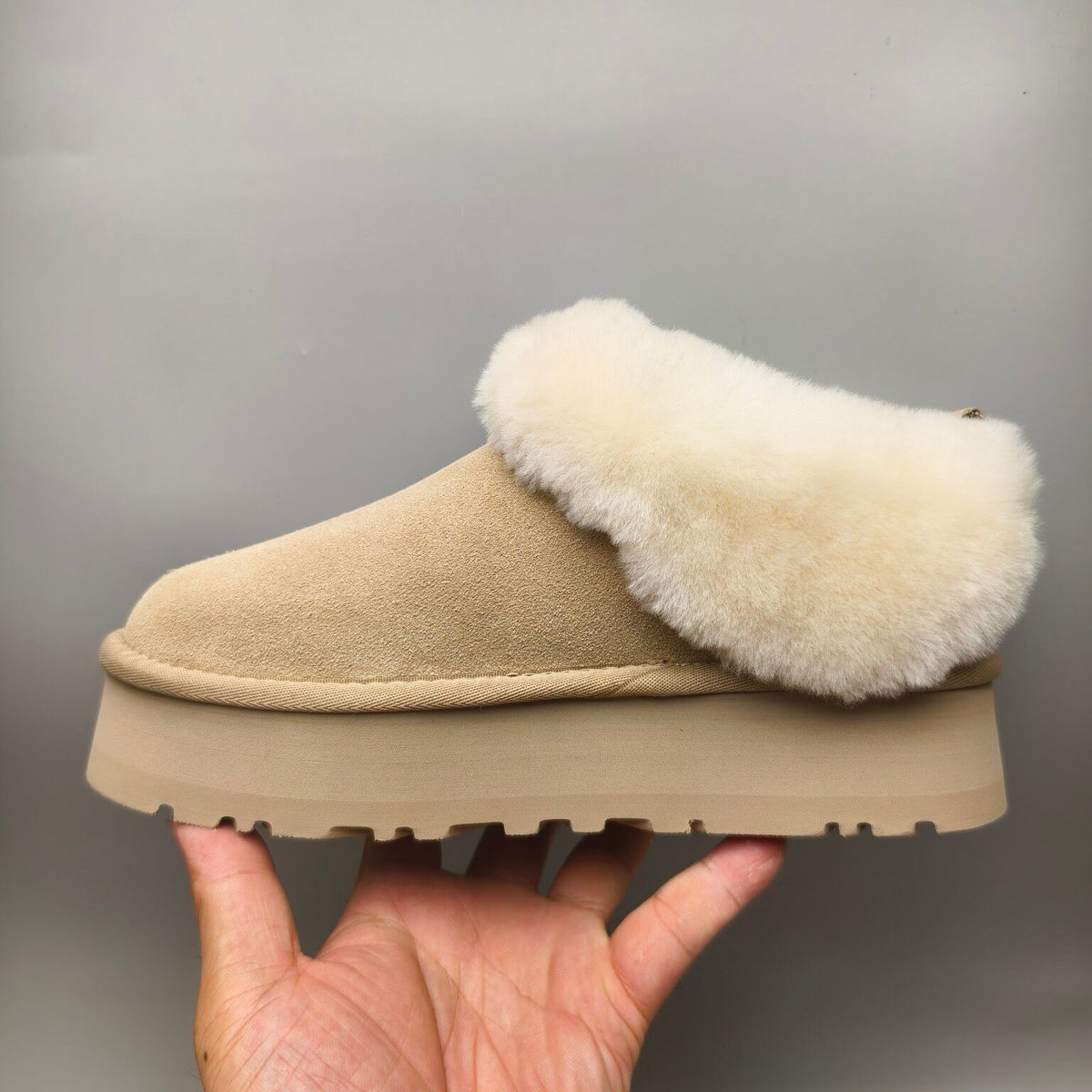 1393 Suede Thick-Sole Slip-On Lazy Shoes – Sand (In Stock)