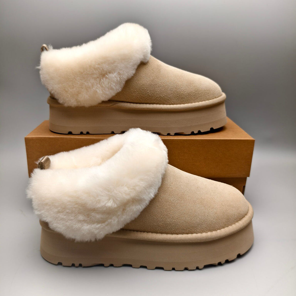 1393 Suede Thick-Sole Slip-On Lazy Shoes – Sand (In Stock)