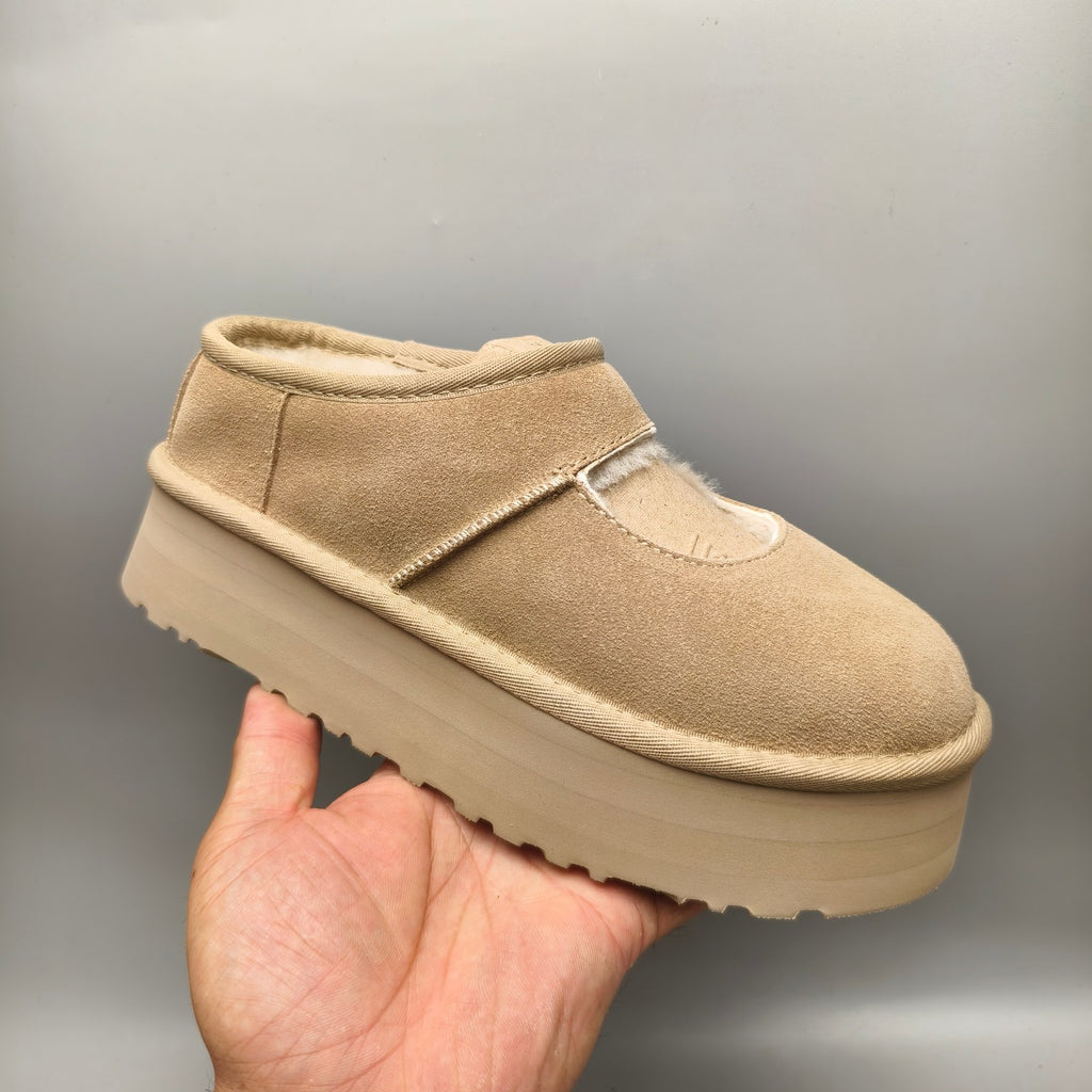 7612 Mary Jane Chunky Sole Fashion Shoes – Sand (In Stock)