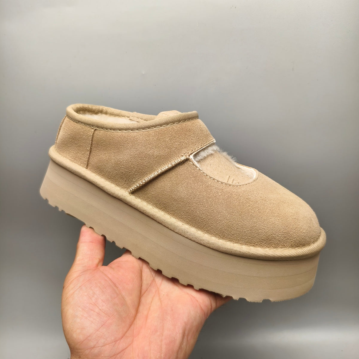 7612 Mary Jane Chunky Sole Fashion Shoes – Sand (In Stock)