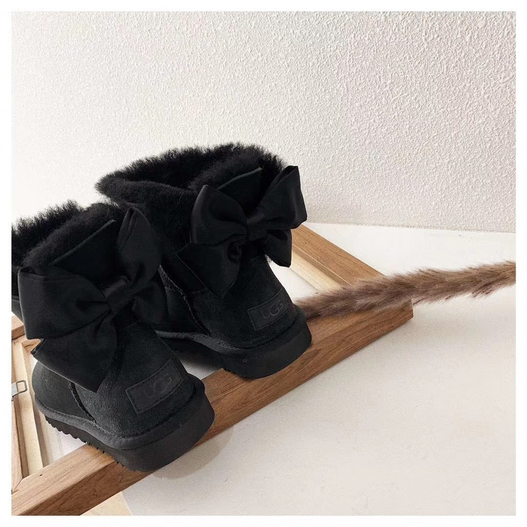3130 Chic Bow-Detail Ankle Boots – Black (In Stock)