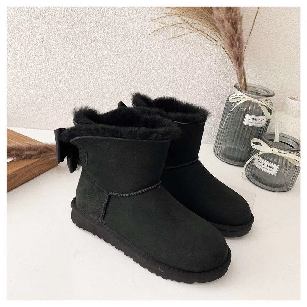 3130 Chic Bow-Detail Ankle Boots – Black (In Stock)