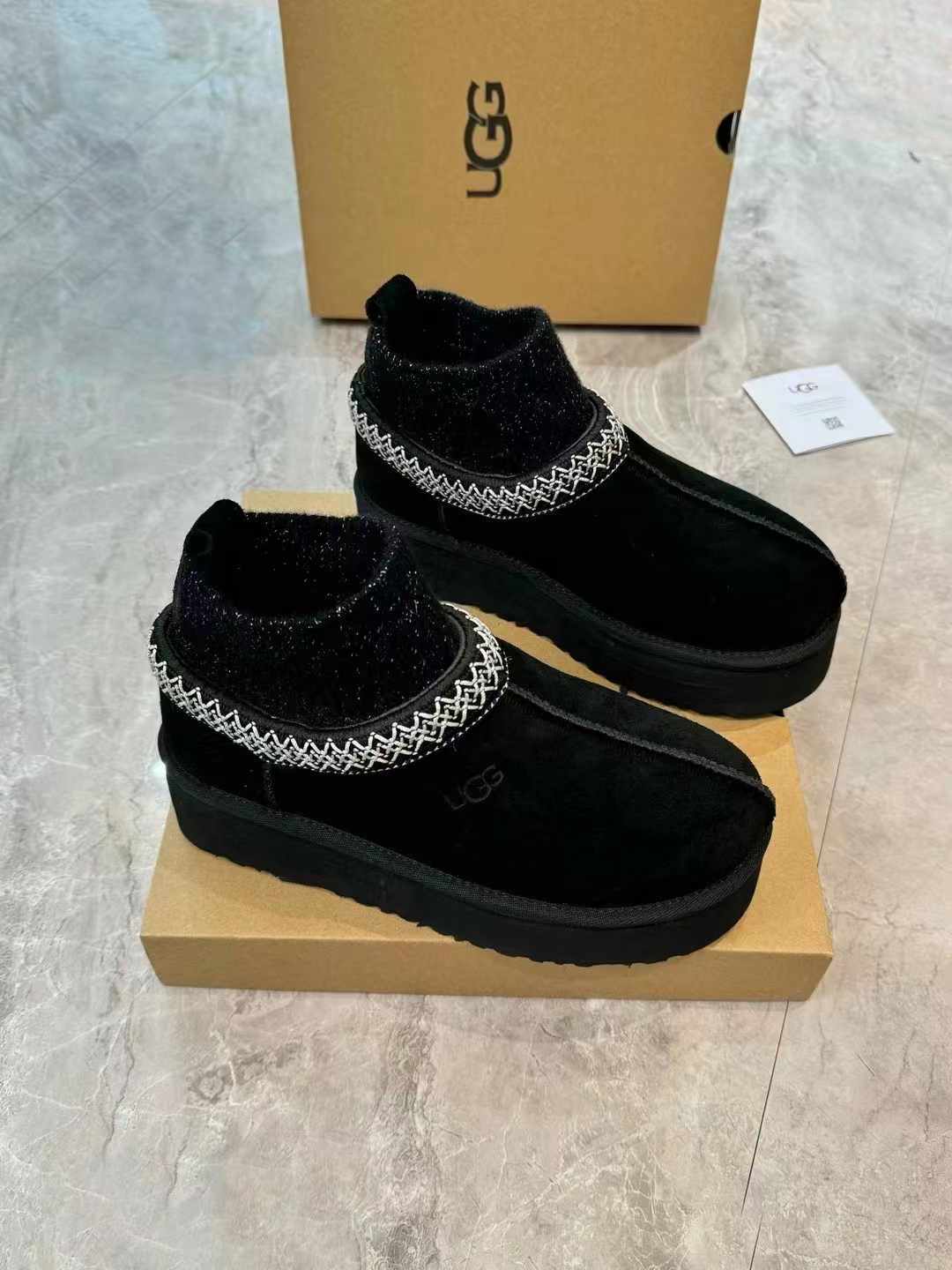 1125956 Ethnic-Inspired Snow Boots with Wool Sock Cuff – 2024 New Arrival
