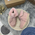 3090 Faux Fur Trim Lace-Up Ankle Boots – Pink (In Stock)