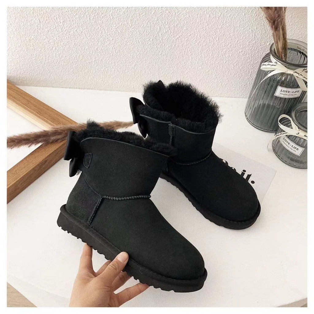 3130 Chic Bow-Detail Ankle Boots – Black (In Stock)