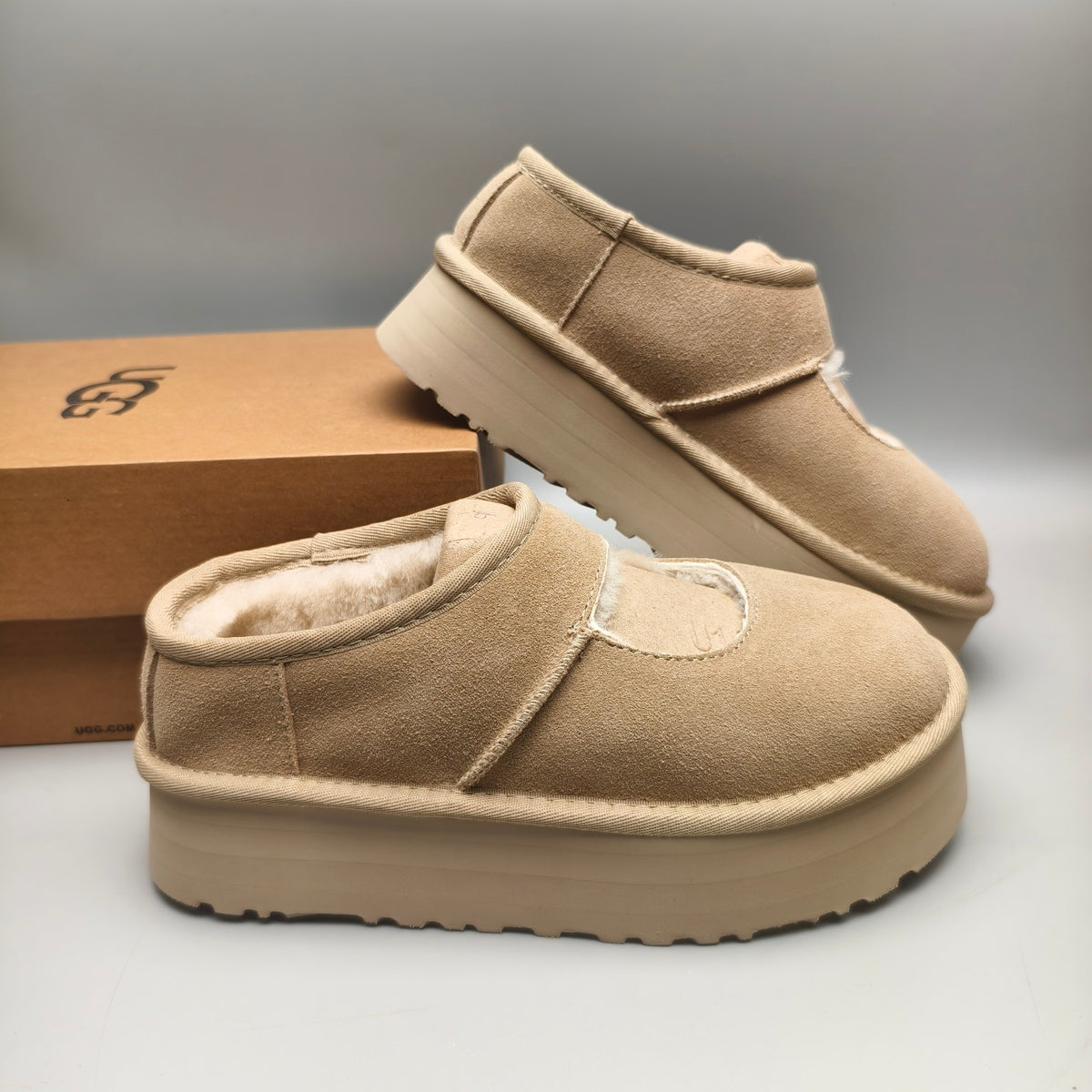 7612 Mary Jane Chunky Sole Fashion Shoes – Sand (In Stock)