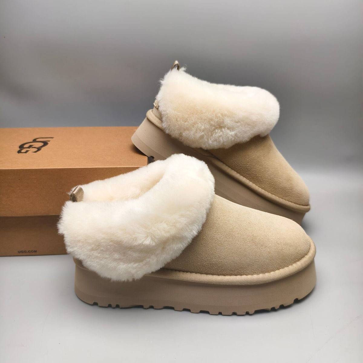 1393 Suede Thick-Sole Slip-On Lazy Shoes – Sand (In Stock)