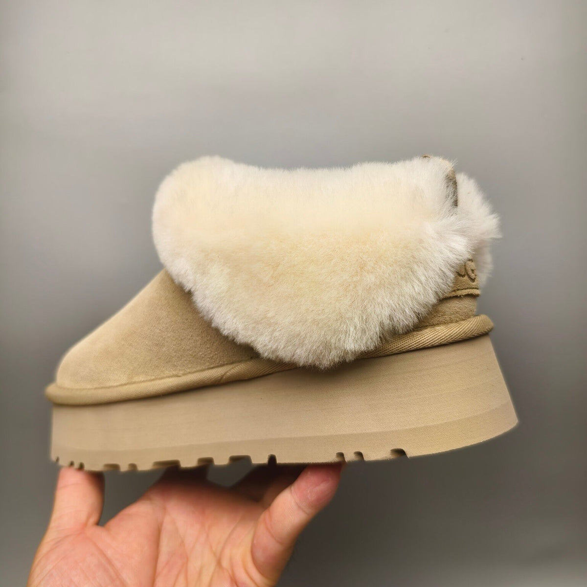 1393 Suede Thick-Sole Slip-On Lazy Shoes – Sand (In Stock)