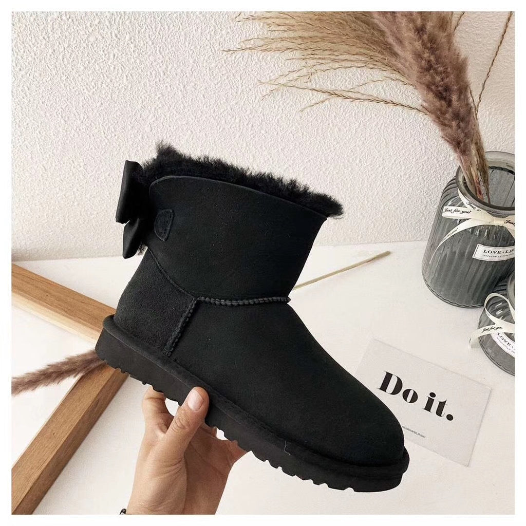3130 Chic Bow-Detail Ankle Boots – Black (In Stock)