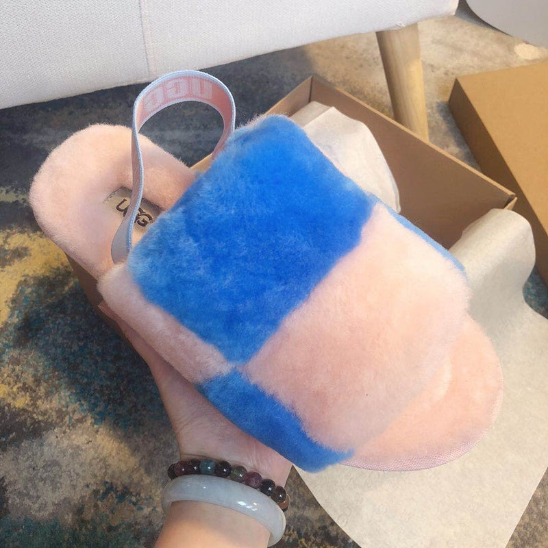 3490 Platform Shearling Sandals – Pink Colorblock (In Stock)