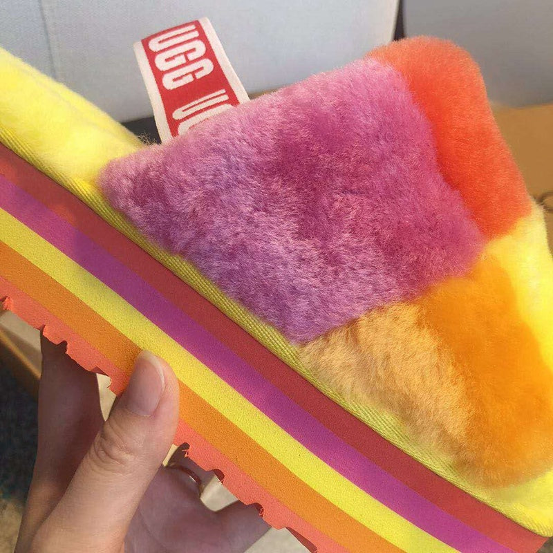 3490 Platform Shearling Sandals – Yellow Colorblock (In Stock)