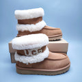 5410 Curly Fur Big Logo Mid-Top Street Boots – Chestnut (In Stock)