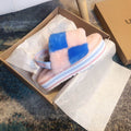 3490 Platform Shearling Sandals – Pink Colorblock (In Stock)