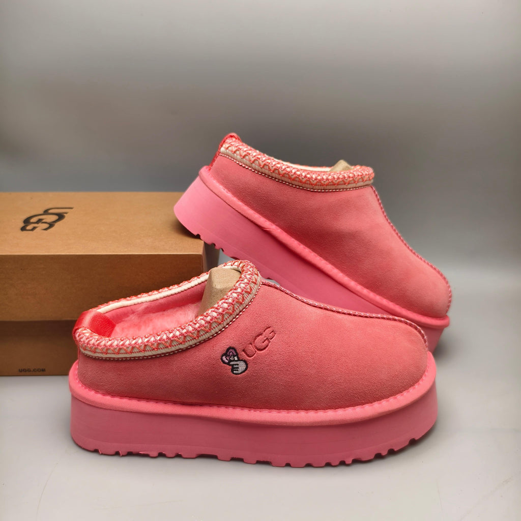 2553 Ethnic-Inspired Thick-Sole Casual Shoes – Rose Red (In Stock)