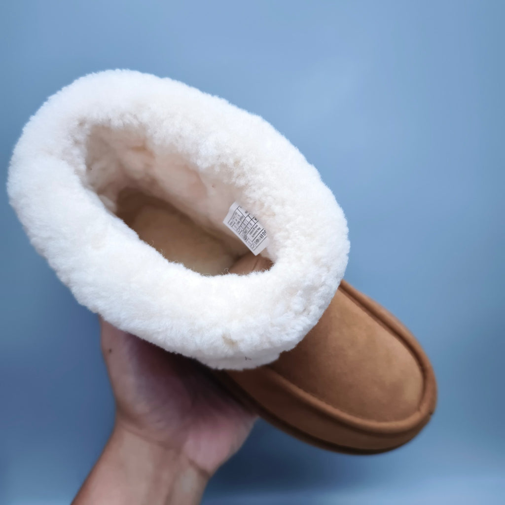 5410 Curly Fur Big Logo Mid-Top Street Boots – Chestnut (In Stock)