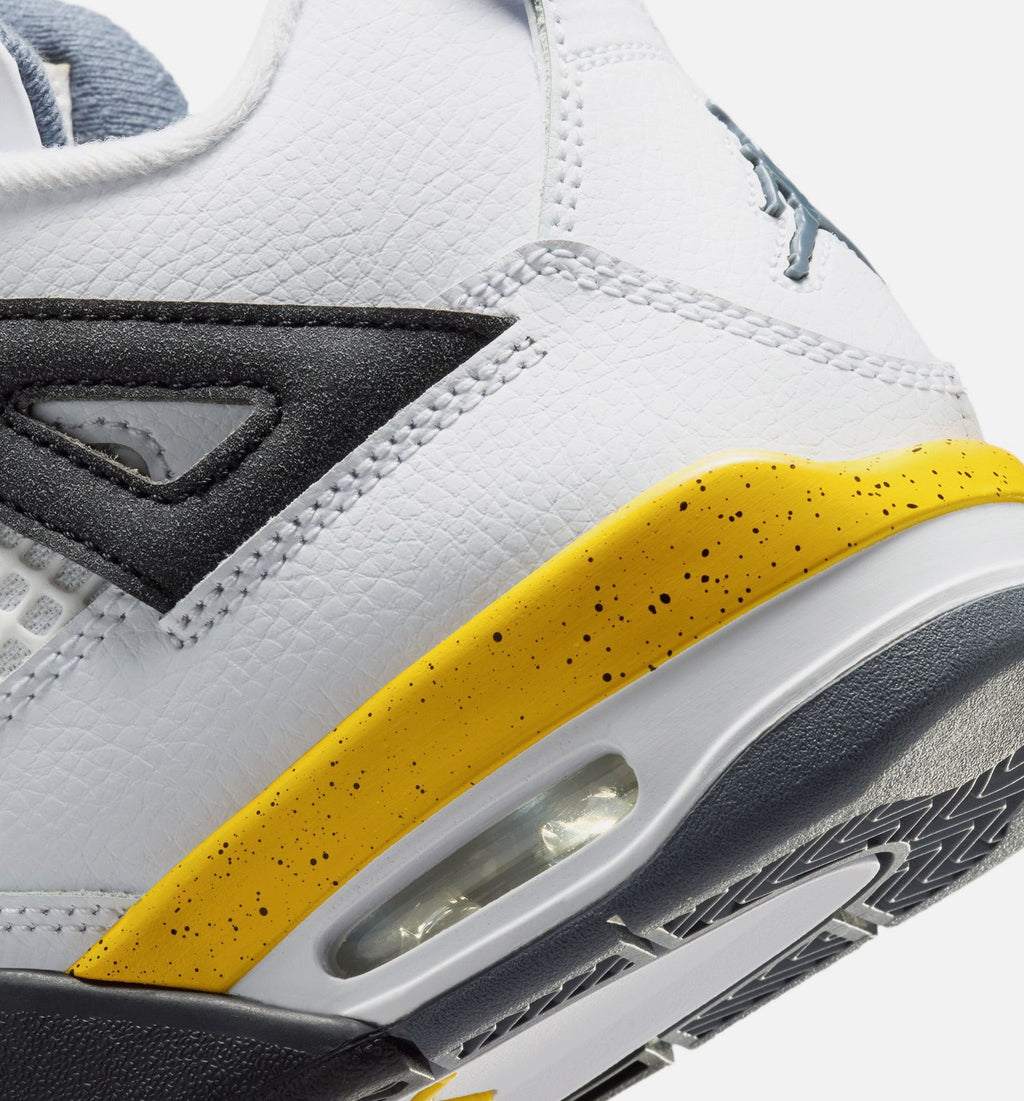 Air Jordan 4 Retro Rare Air Tour Yellow – Grade School Lifestyle Shoe in White/Dark Blue Grey/Black/Tour Yellow