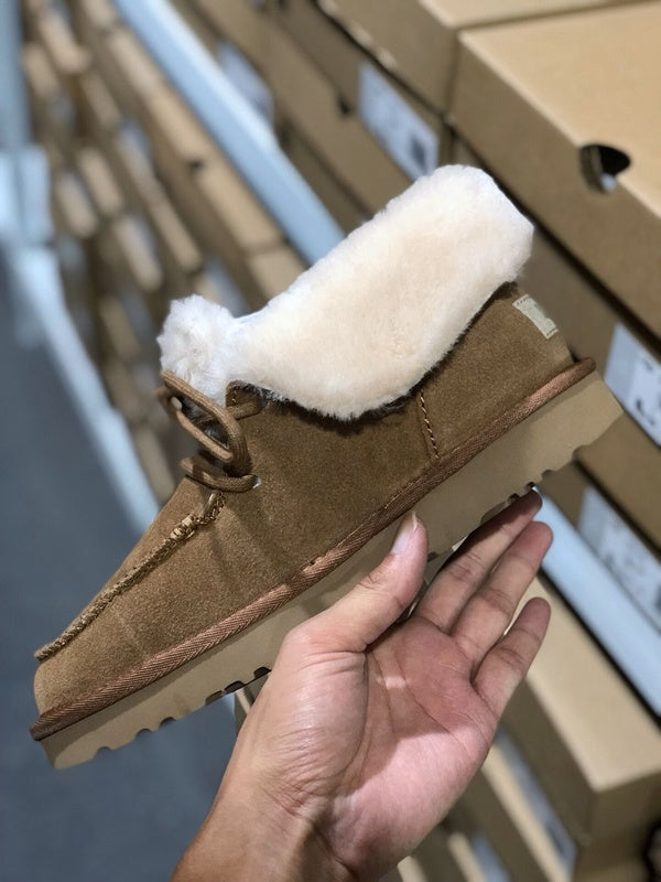 3090 Faux Fur Trim Lace-Up Ankle Boots – Chestnut (In Stock)