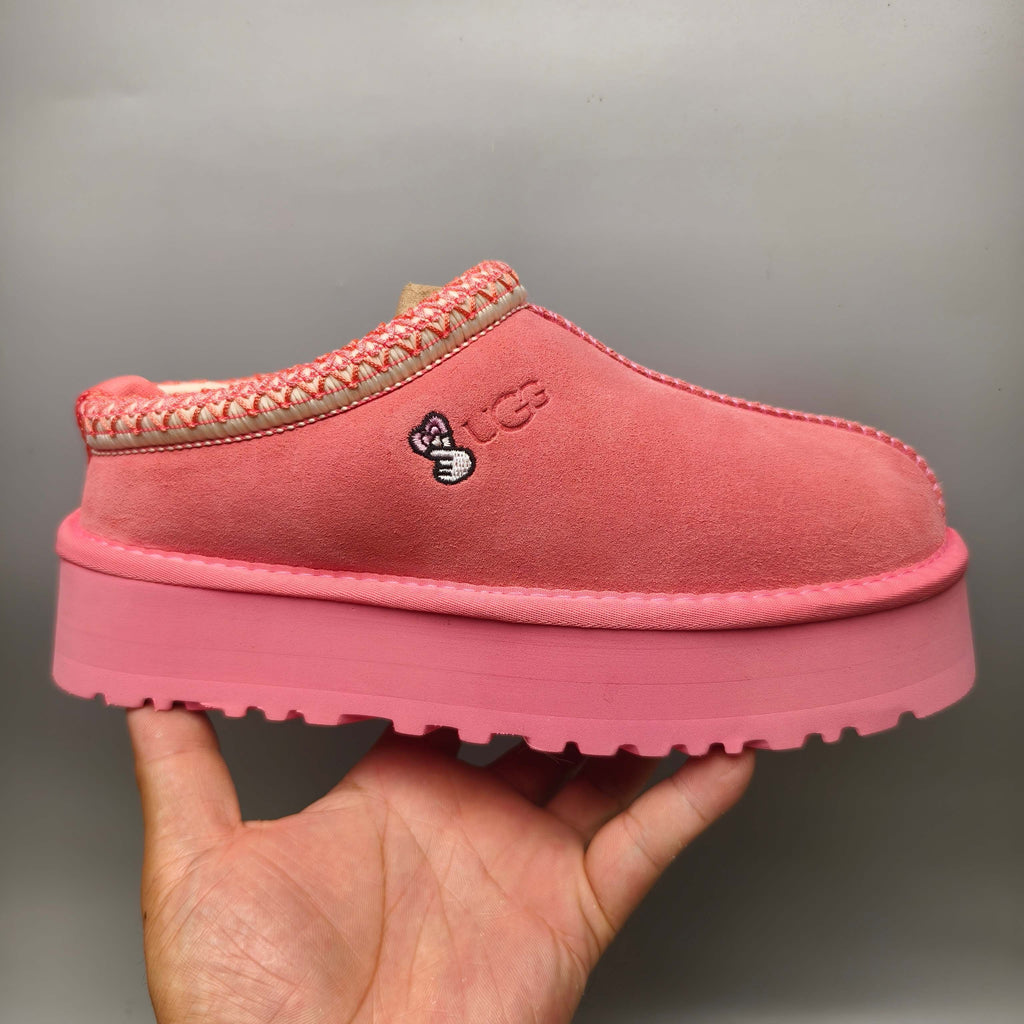 2553 Ethnic-Inspired Thick-Sole Casual Shoes – Rose Red (In Stock)