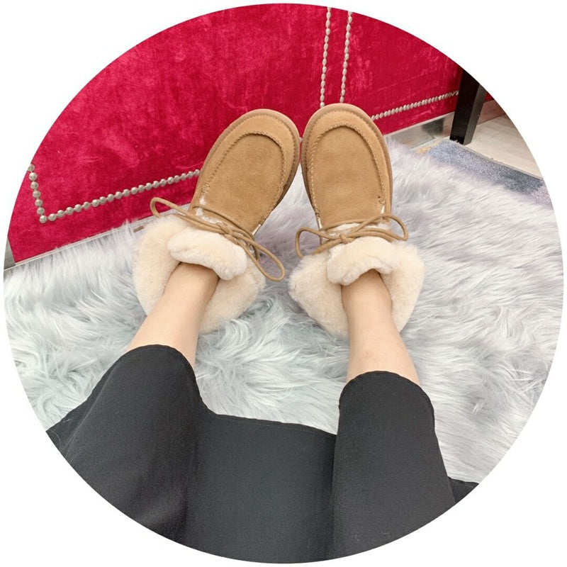 3090 Faux Fur Trim Lace-Up Ankle Boots – Chestnut (In Stock)
