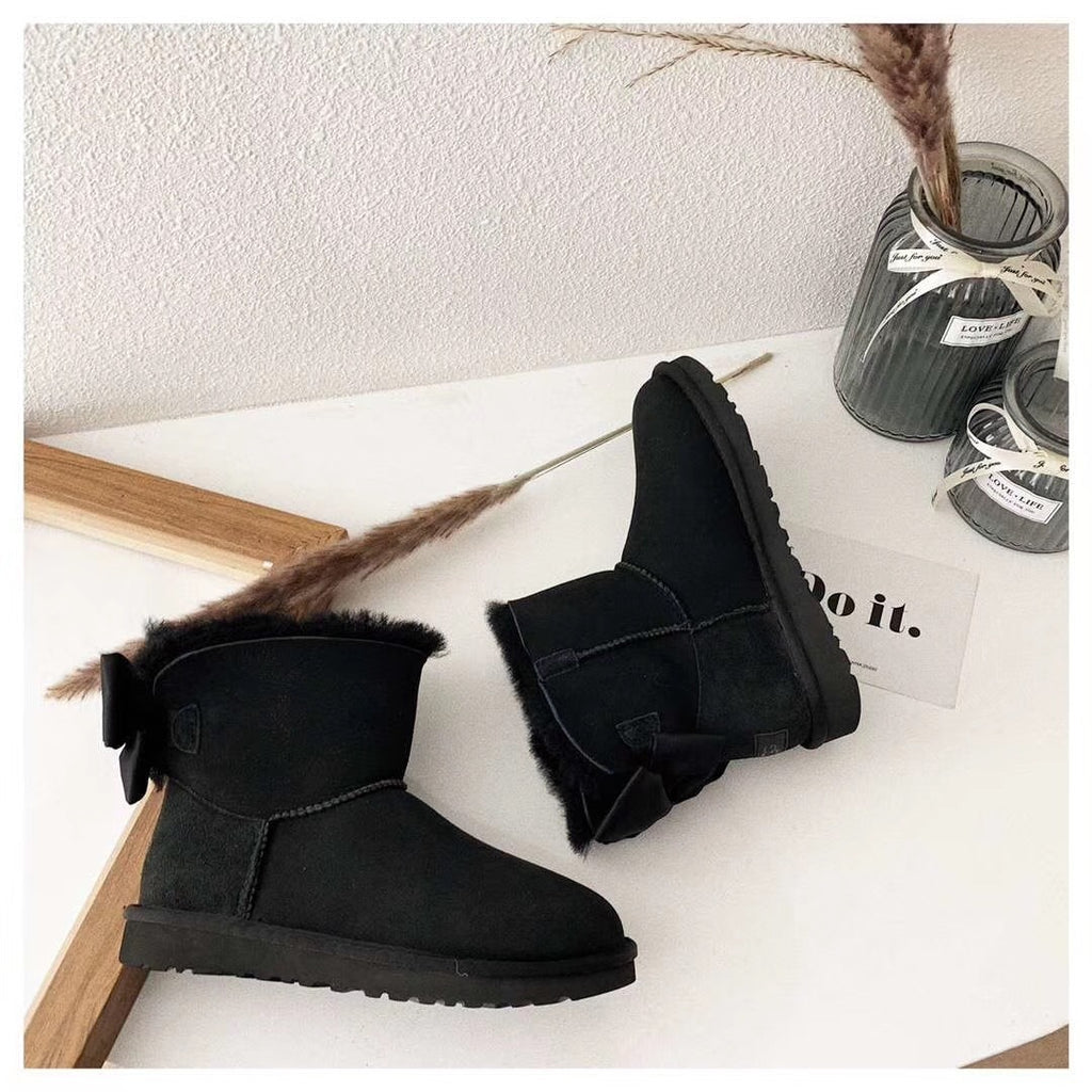 3130 Chic Bow-Detail Ankle Boots – Black (In Stock)