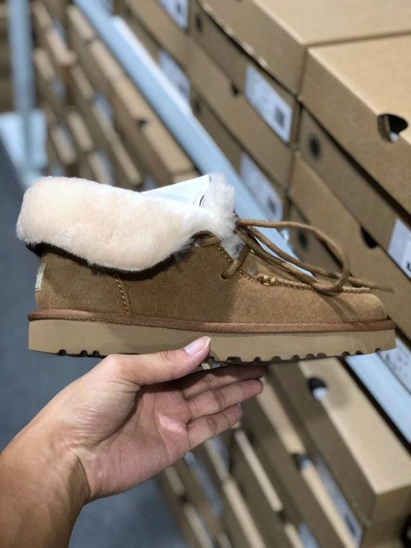 3090 Faux Fur Trim Lace-Up Ankle Boots – Chestnut (In Stock)