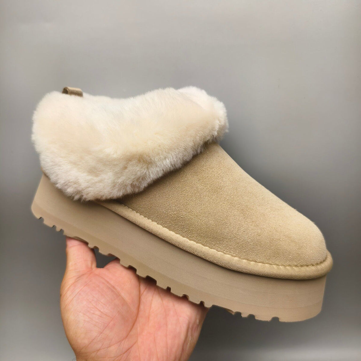 1393 Suede Thick-Sole Slip-On Lazy Shoes – Sand (In Stock)