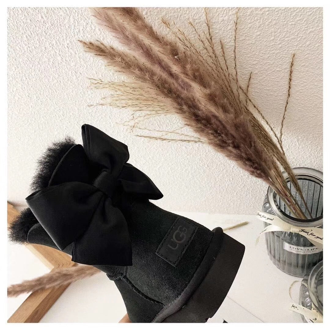 3130 Chic Bow-Detail Ankle Boots – Black (In Stock)