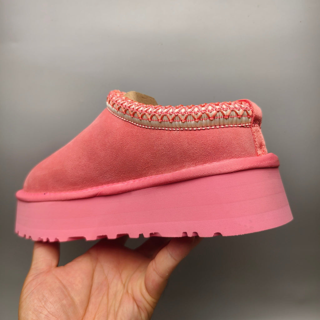 2553 Ethnic-Inspired Thick-Sole Casual Shoes – Rose Red (In Stock)