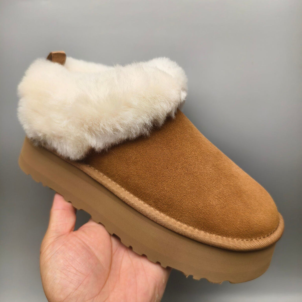 1393 Suede Thick-Sole Slip-On Lazy Shoes – Chestnut (In Stock)